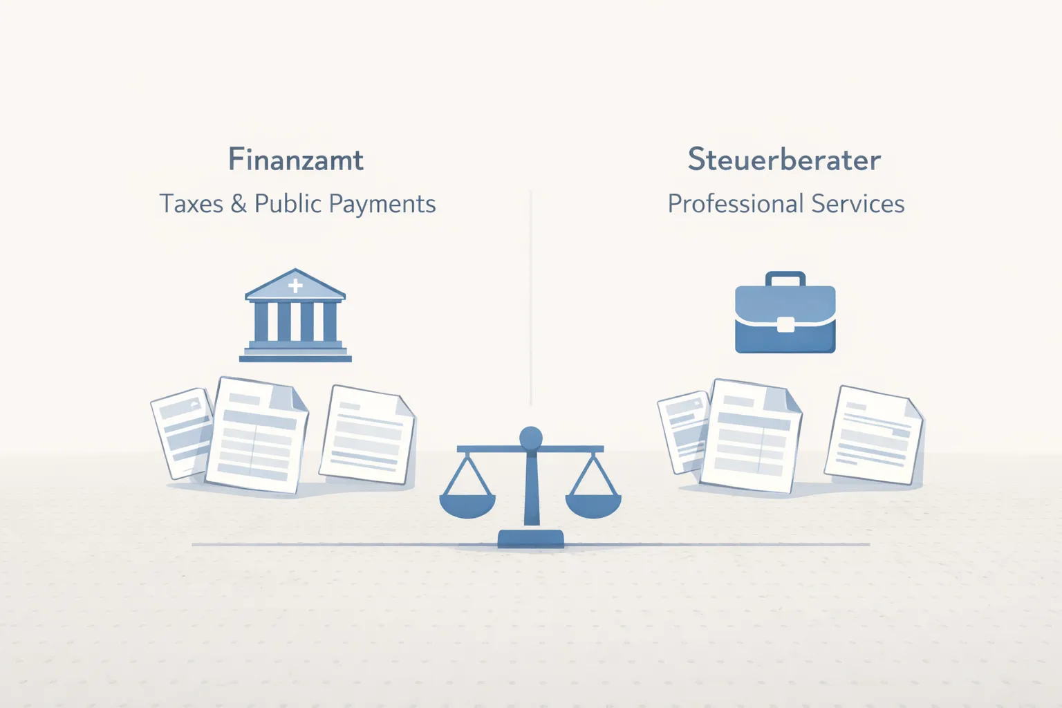 Схема различий между платежами в Finanzamt и услугами Steuerberater в бухгалтерии SKR03